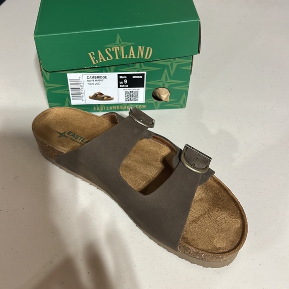NEW Eastland Men’s Cambridge Sandals Olive Leather Upper NIB - Picture 8 of 10